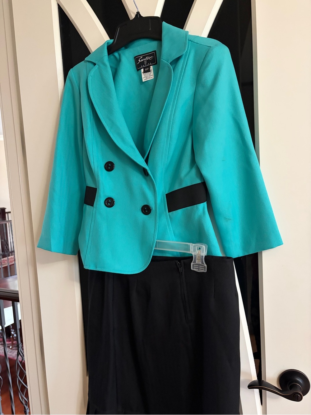 Sag Harbor Teal Double-Breasted Blazer Jacket - Women's. 2 piece